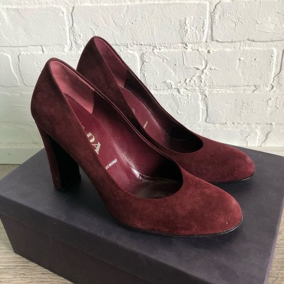 PRADA burgundy suede heels - size 35.5 - Picture 7 of 7